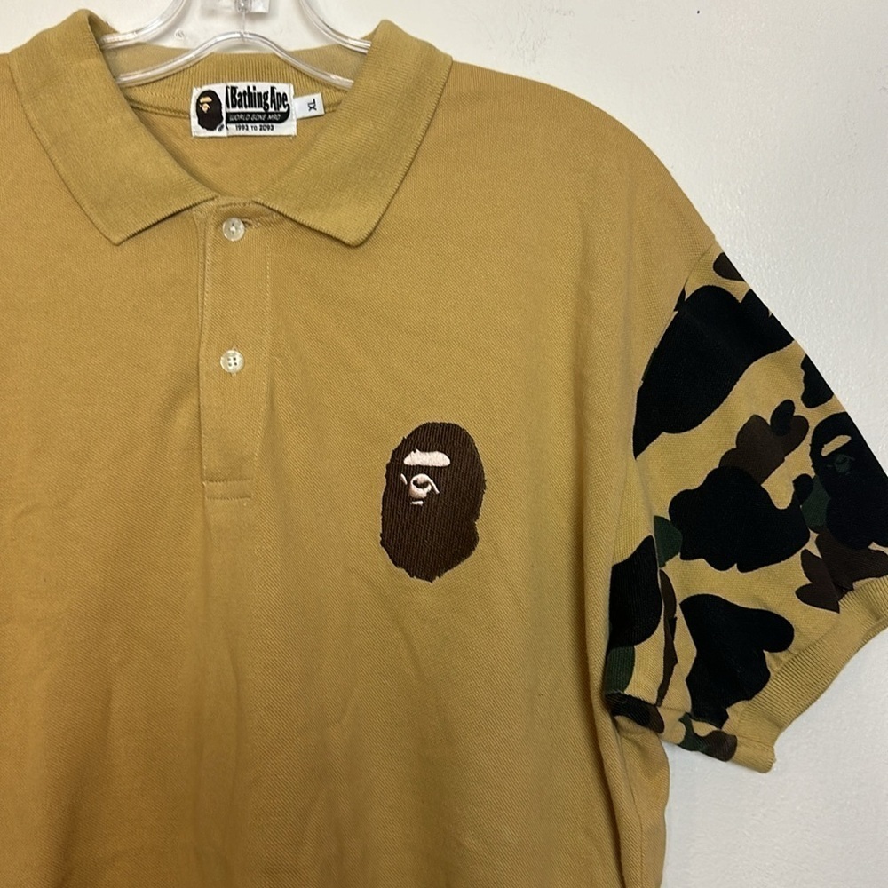 BAPE A Bathing Ape 1st Camo Large Ape Head Polo Sleeve Print Rare Japanese Brand